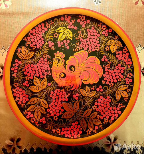 Панно из дерева. Хохлома. Петушок