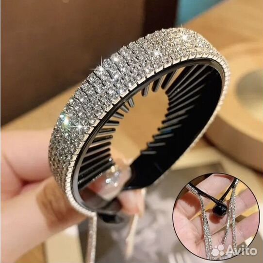 Заколка для волос краб со стразами