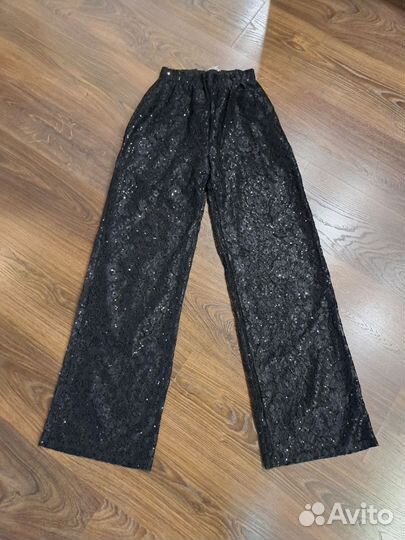 Брюки кружевные из гипюра с пайетками