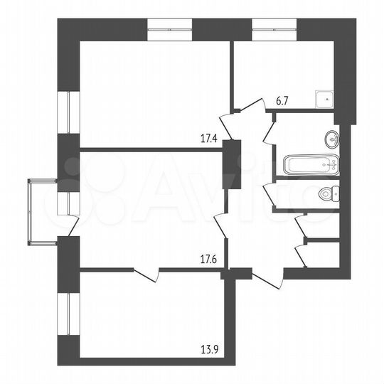 3-к. квартира, 70 м², 4/4 эт.