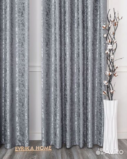 Портьеры рогожка Версаль Серый шторы занавески