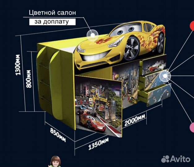 Детская кровать чердак со столом и шкафом
