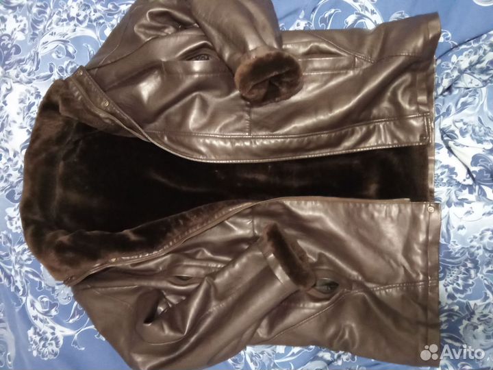 Кожаная куртка теплая