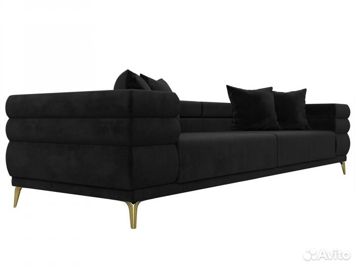 Диван прямой Лига-021, велюр, черный. Москва и мо