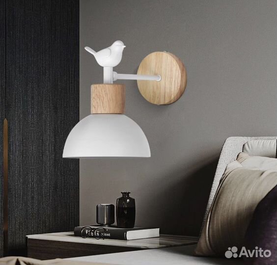 Светильник настенный бра белое Птичка