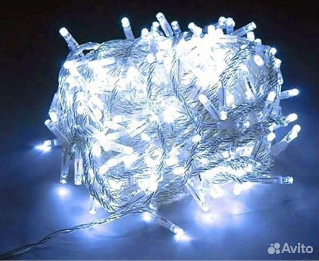 Гирлянда 100ламп (белые провода)