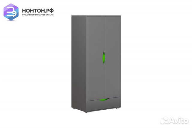 Шкаф 2-х створчатый Неаполь графит / олива