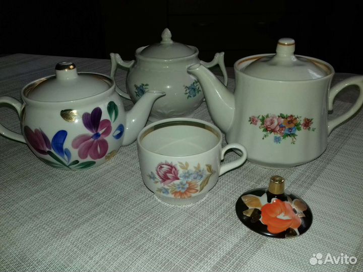 Молочник, чайник, сахарница (фарфор ссср)