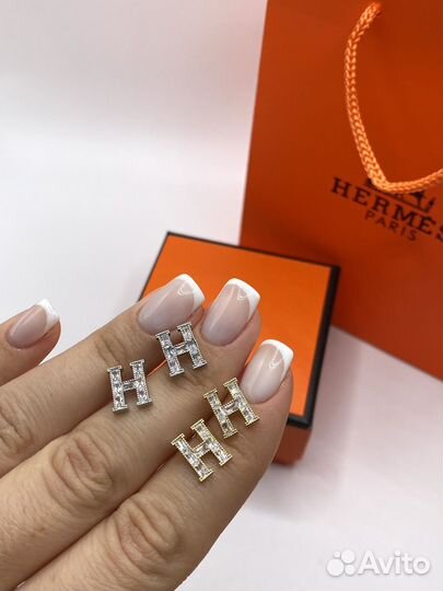 Серьги гвозди hermes пусеты