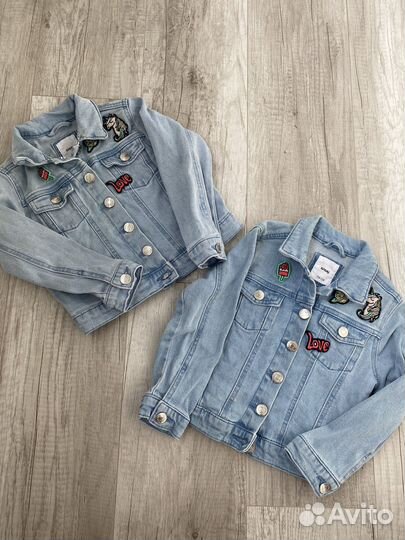 Джинсовая куртка для девочек двойни 98