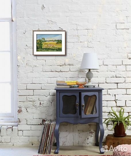 Картина маслом пейзаж с подсолнухами