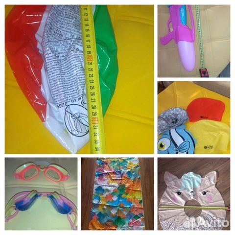 Пот ит, матрас,круг, мячи,пистолет,шапочки, очки