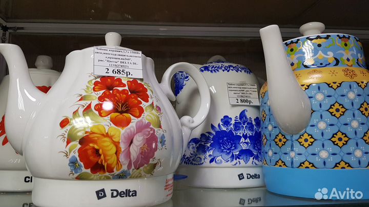 Чайник Delta Гжель керамика, 2.0л, 2000Вт