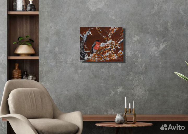 Картина Снегирь на облепихе
