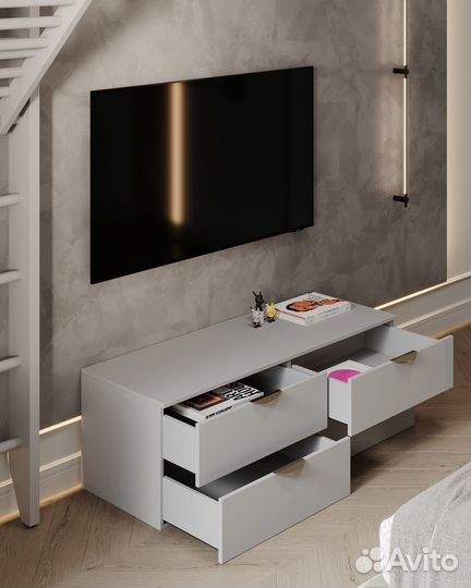 Напольная тв Тумба 120х40х40 Серая