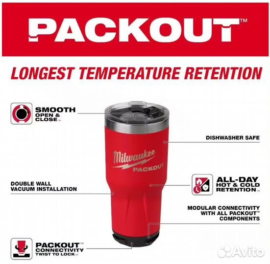 Термокружка packout milwaukee 0.887л 30oz