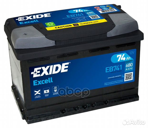 Аккумулятор exide excell 12V 74AH 680A ETN 1(L+