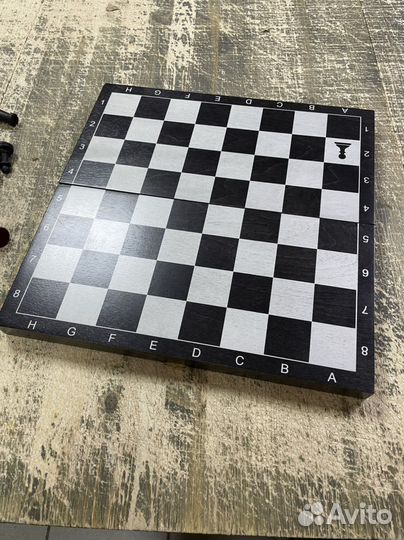 Шахматы 3в1 черные, фигуры бук