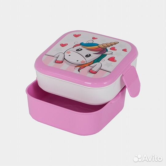 Контейнер для обеда 0,4+0,4л Единорог (М-пл)