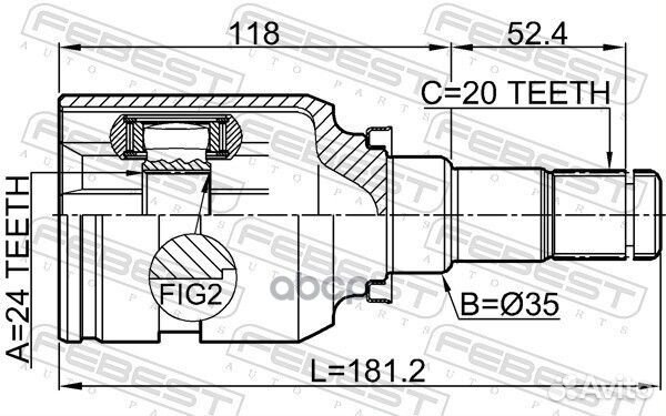 Шрус внутренний левый 24x35x20 0111-ZRE181LH