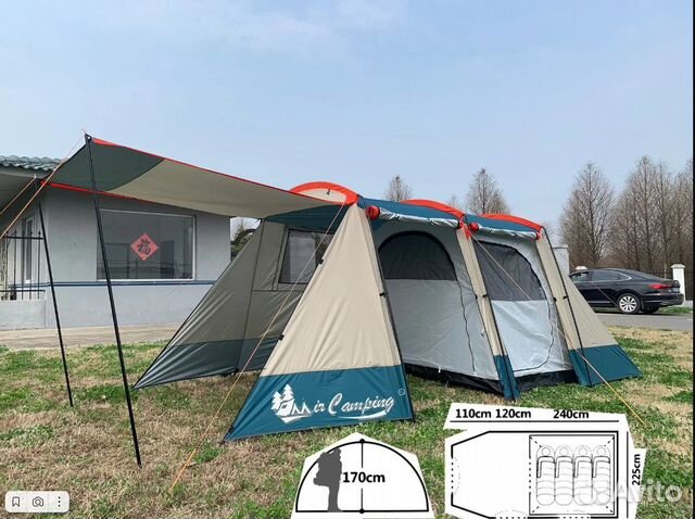 Палатка 4 местная с большим тамбуром ART-019