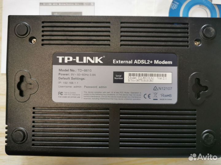 Внешний adsl2+ Модем TP-link TD-8610