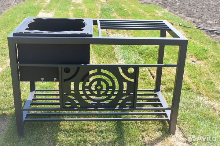 Мангал с большой печью под казан