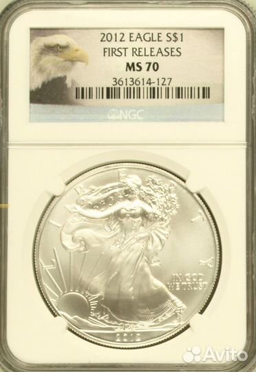 Серебряный орел MS70 NGC 2012