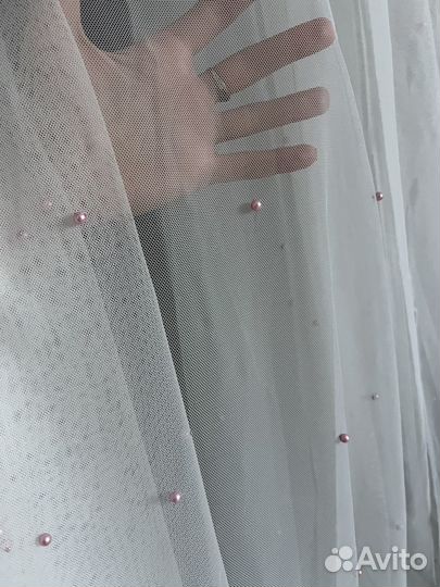 Тюль грек жемчуг, стразы