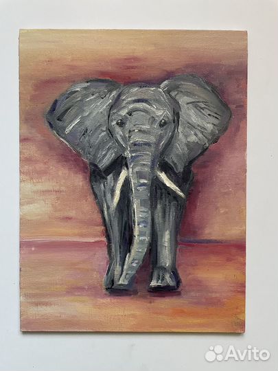Картина маслом на холсте Слон