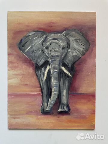 Картина маслом на холсте Слон