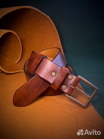 Ремень мужской кожаный ручной работы из кожи быка