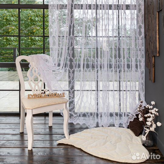 Микросетка с вышивкой тюль Лилиан Белый