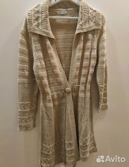 Вязаный женский кардиган длинный