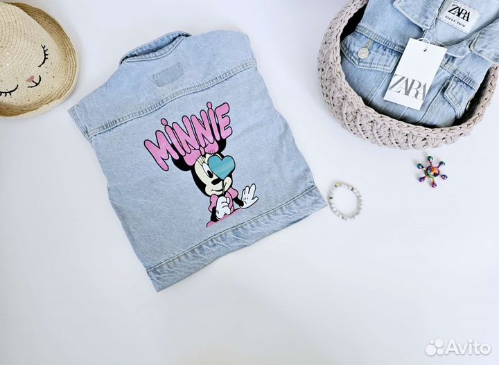 Джинсовая куртка zara для девочки Минни