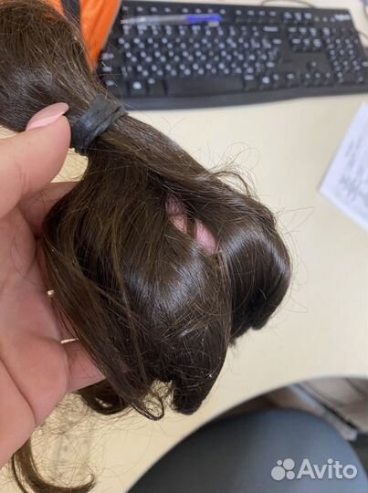 Срез натуральный темный русый очень густой