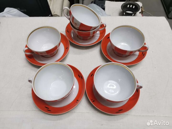 Чайные пары и чашка без блюдца Дулево СССР (Ч)