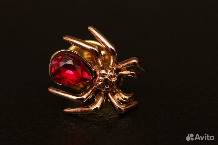 Брошка паук с камнем