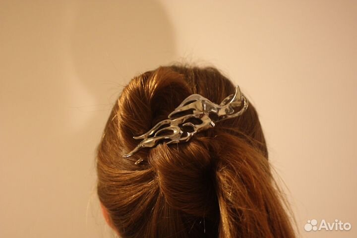 Заколка для волос, крабик серебрянный железный