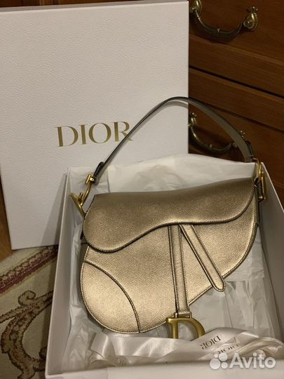 Сумка Christian Dior Saddle Gold Оригинал