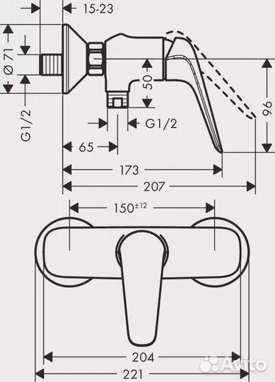 Смеситель для душа Hansgrohe Novus 71060000 хром