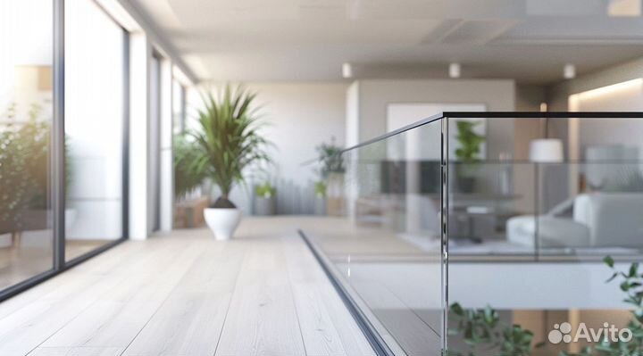 Стеклянное ограждение лестницы на заказ