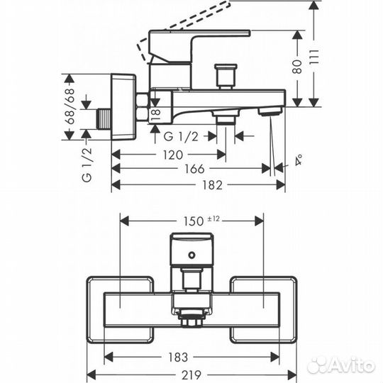 Смеситель для ванны Hansgrohe Vernis Shape 7145000