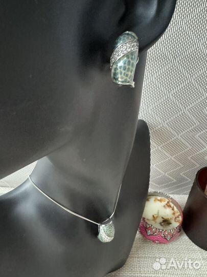 Серьги и подвес эмали серебро 925 style avenue