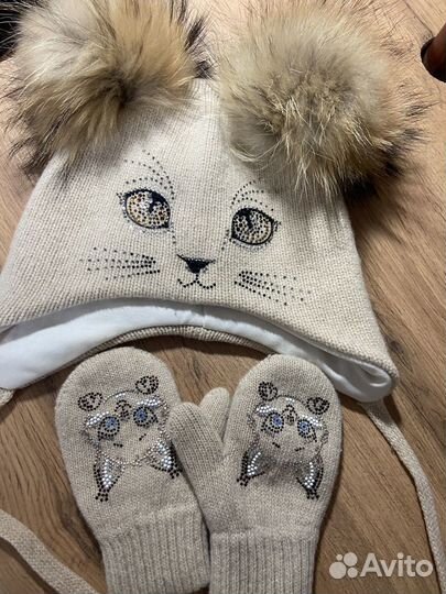 Комплект шапка, варежки