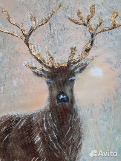 Картина с оленем маслом на холсте