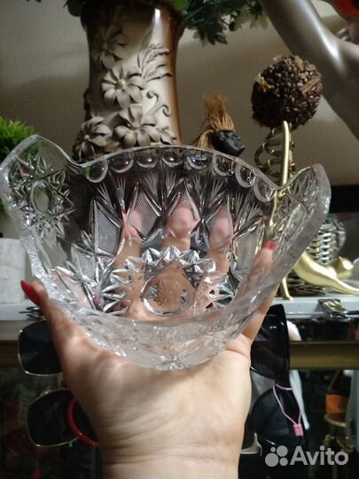 Хрустальная ваза «Ушат». Салатница. Хрусталь СССР