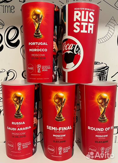 Комплект 5 матчевых стаканов Кока-кола