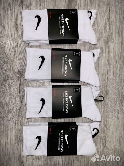 Носки nike everyday белые высокие 12 пар
