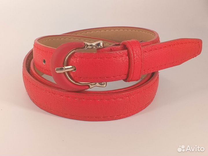 Ремень женский пояс кожа красный